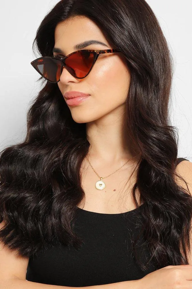 Leopard Print Futuristic Shield Cat Eye Sunglasses