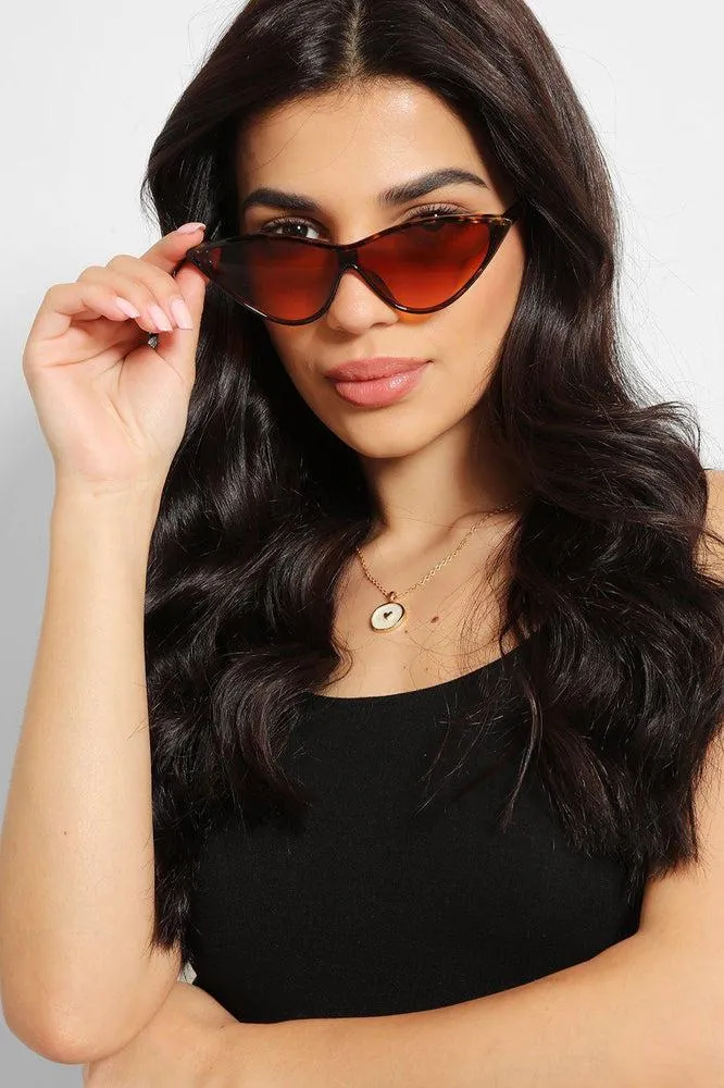 Leopard Print Futuristic Shield Cat Eye Sunglasses