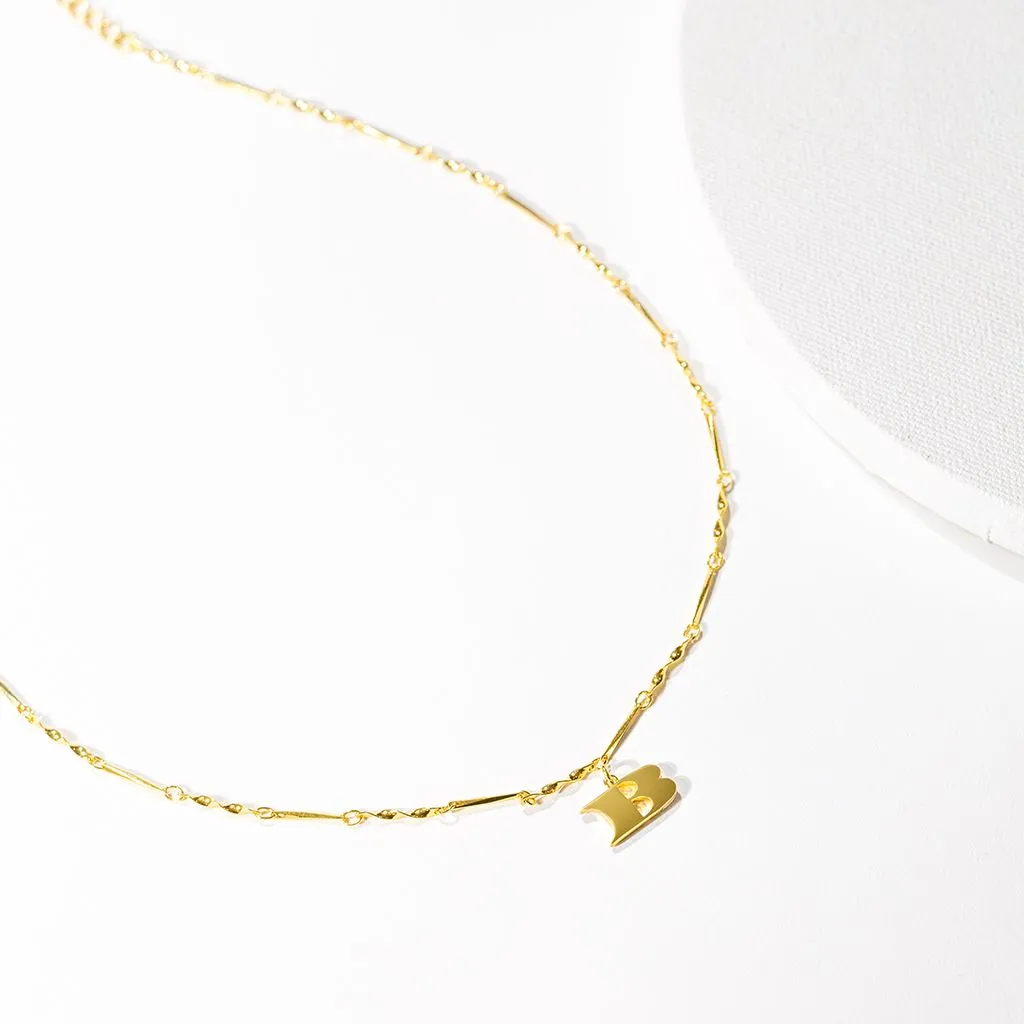 Letter Necklace (B) - Gold