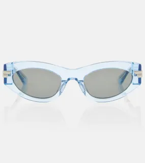 LIGHT BLUE OVAL ACTATE SUNGLASSES