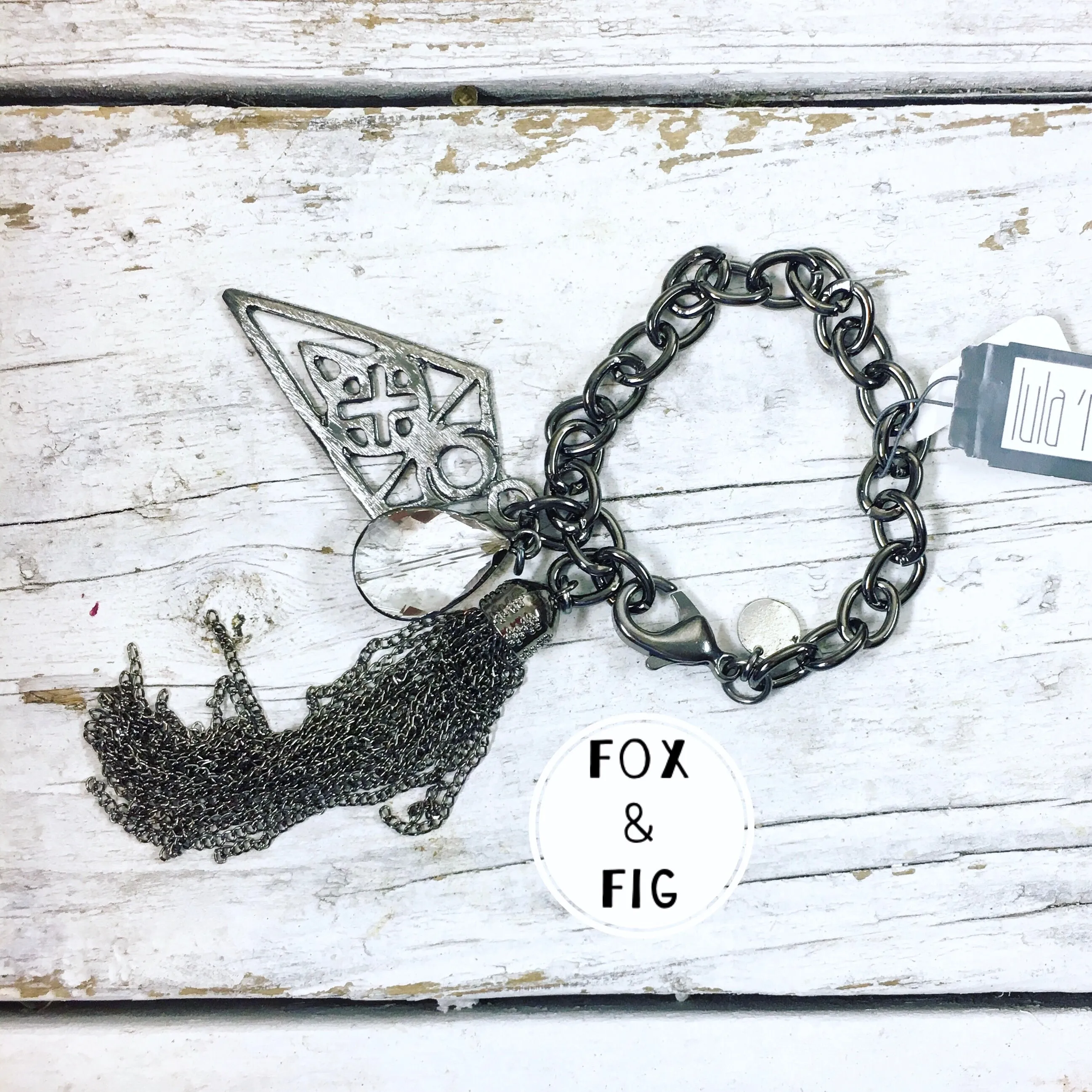 Lula 'n' Lee Gunmetal Chain Charm Bracelet