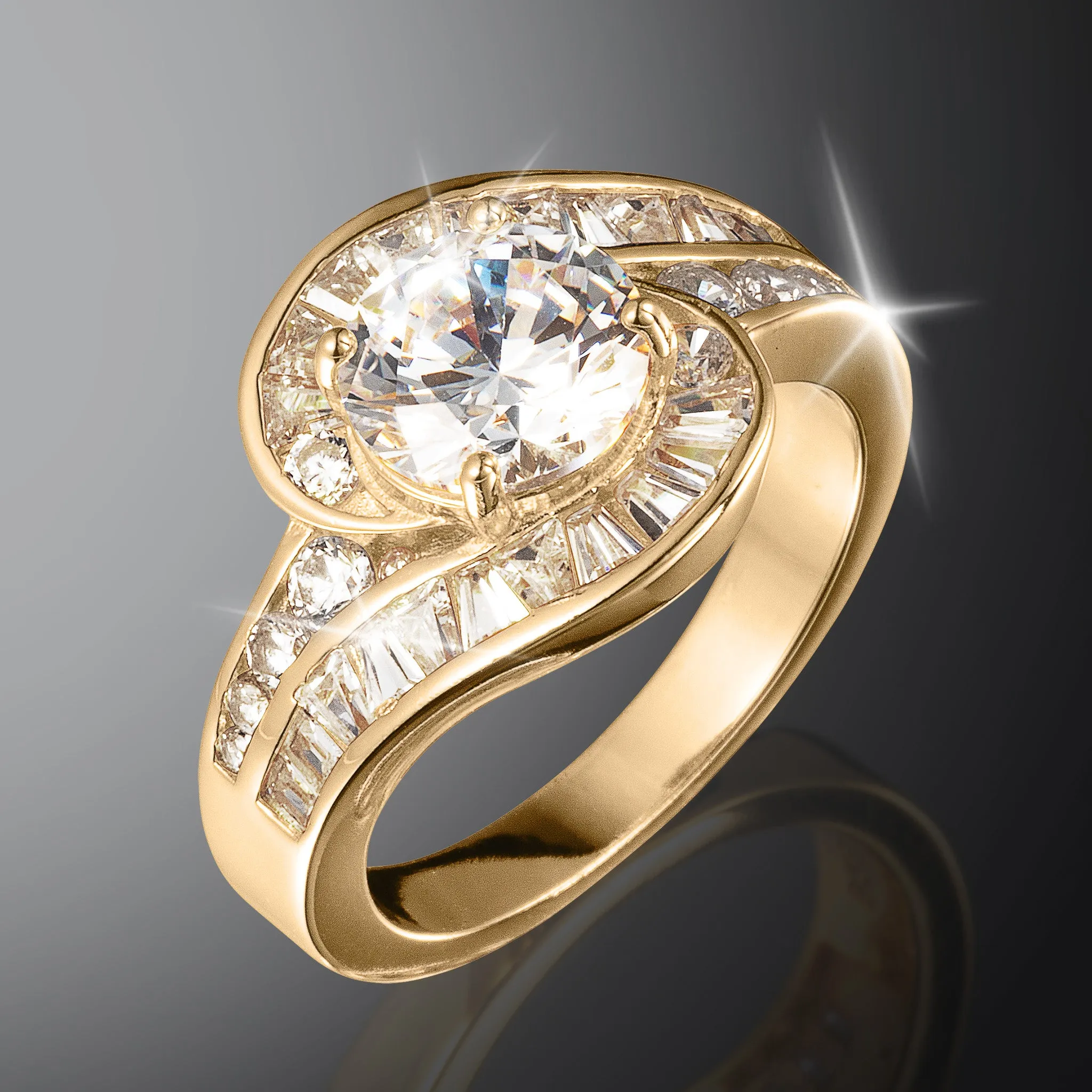 Lustrous Wave Ladies Ring