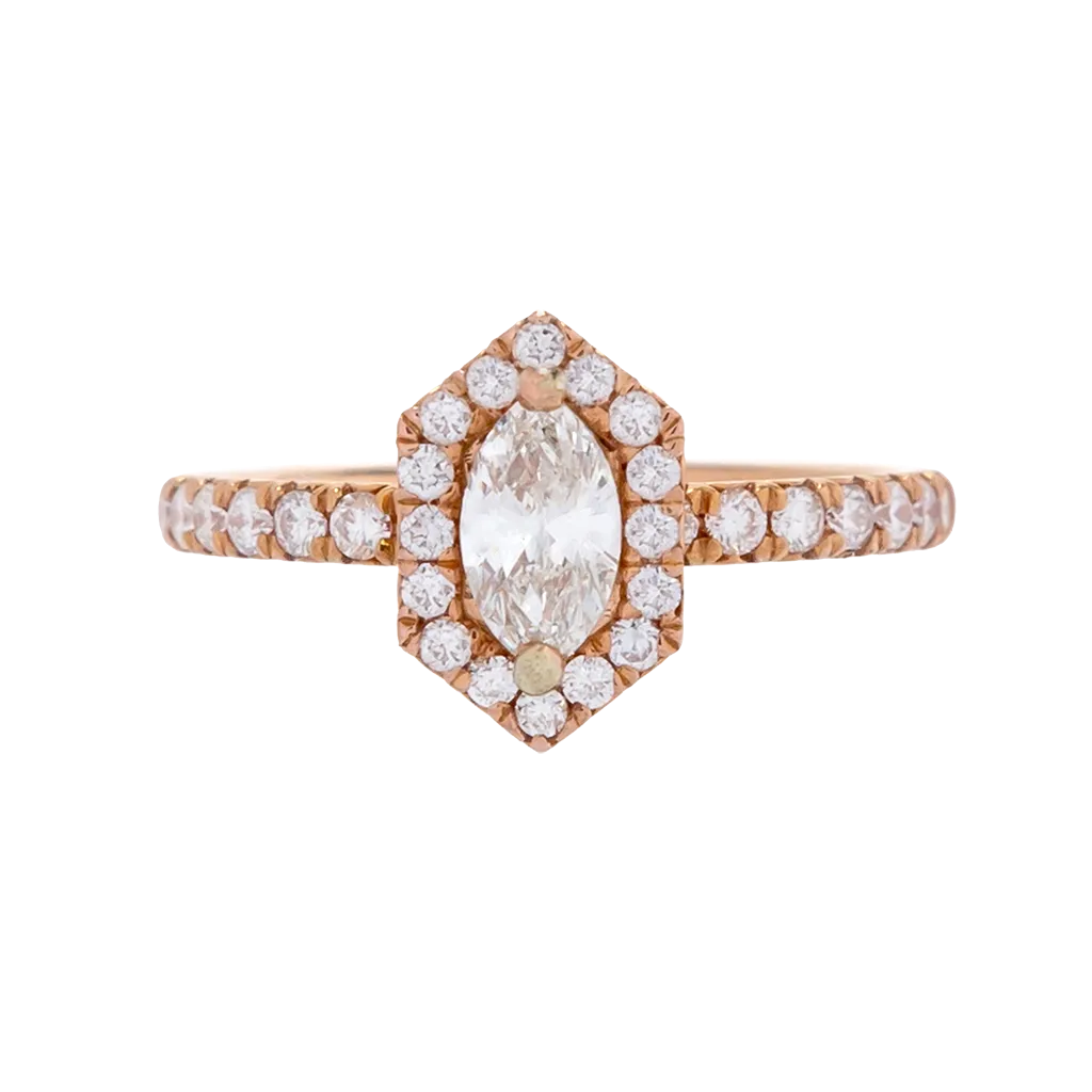 Marquise Diamond Ring with Geometric Halo