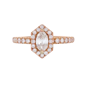 Marquise Diamond Ring with Geometric Halo