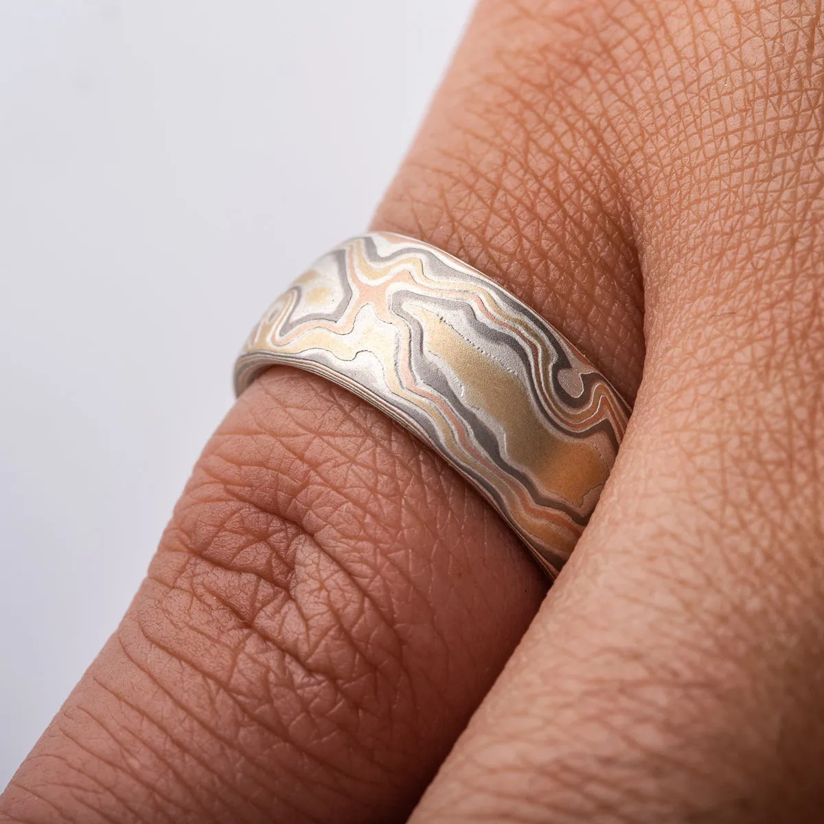 Matching Non Oxidized Firestorm Wedding Band Set