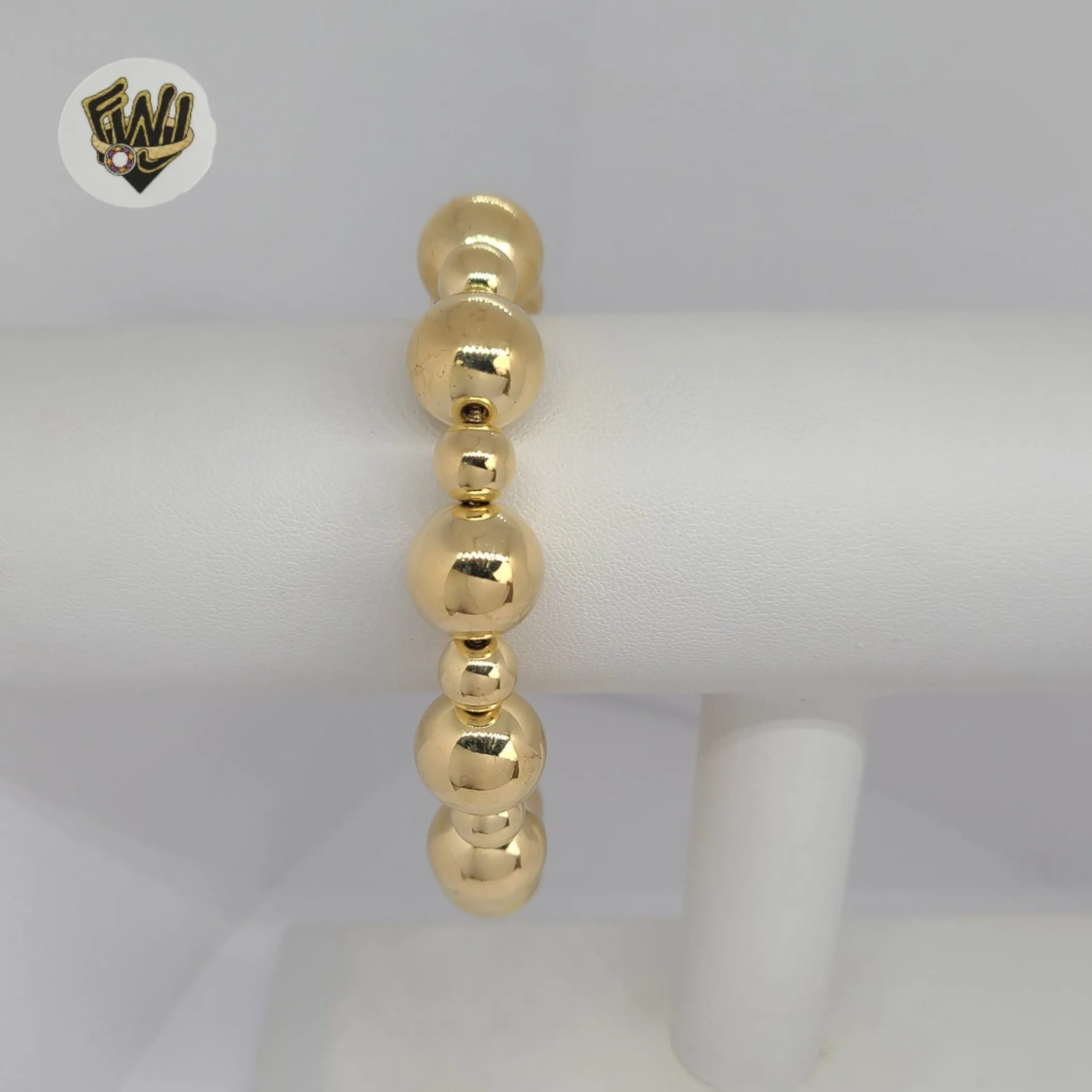 (MBRA-25) Gold Laminate - 13mm Beads Bracelet 8.5  - BGF