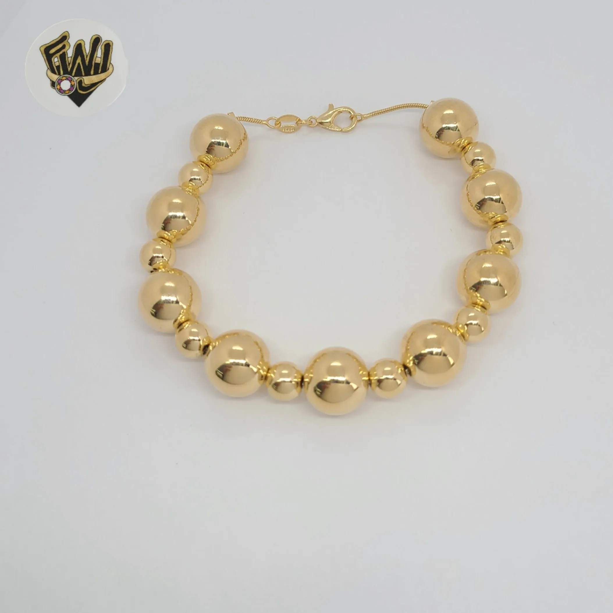 (MBRA-25) Gold Laminate - 13mm Beads Bracelet 8.5  - BGF