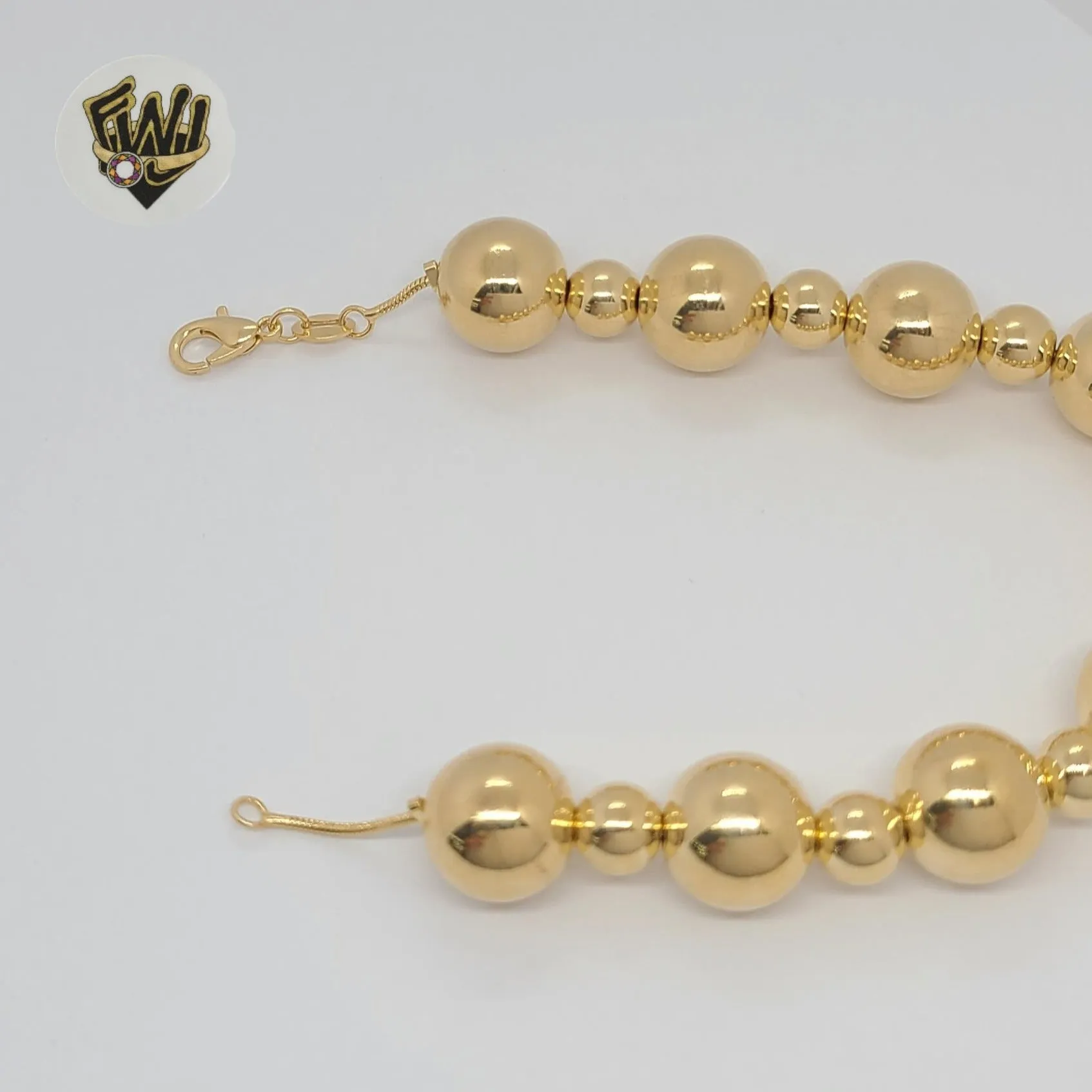 (MBRA-25) Gold Laminate - 13mm Beads Bracelet 8.5  - BGF