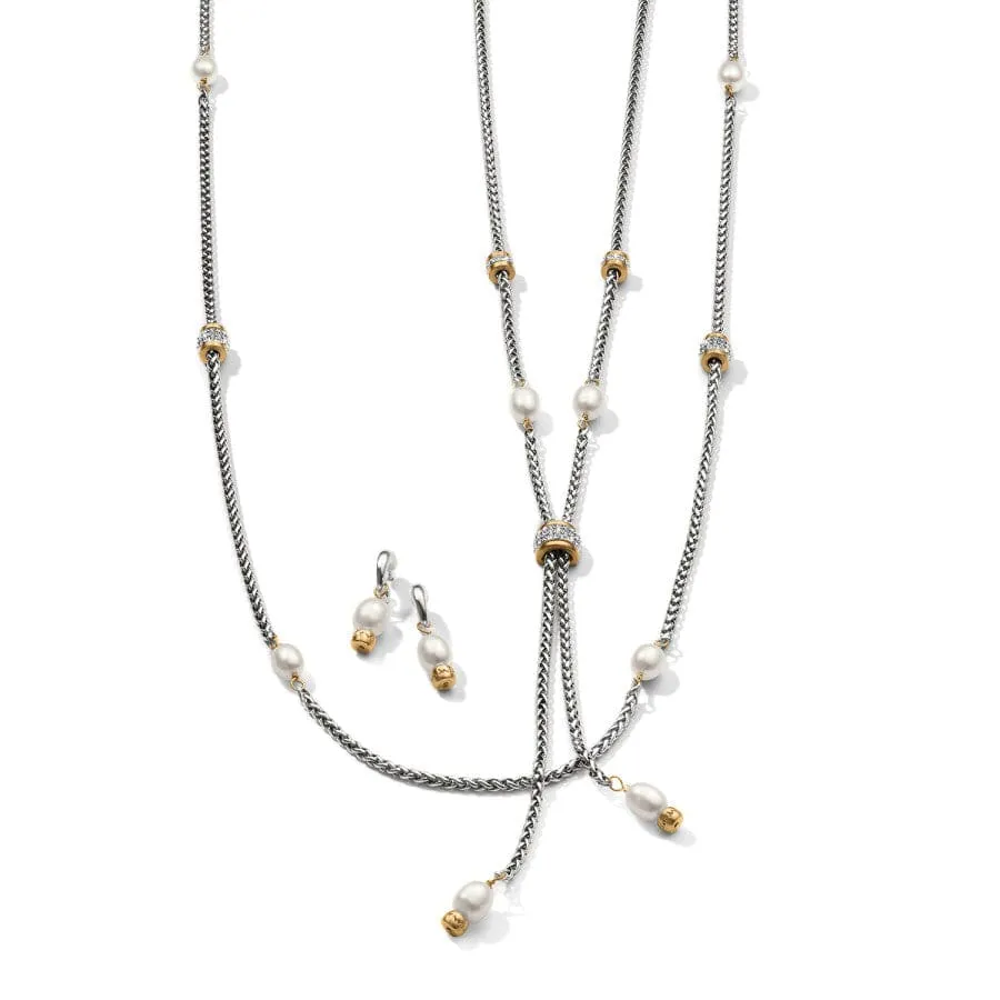 Meridian Petite Pearl Two Tone Y Necklace