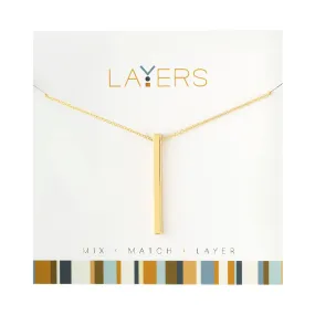 Minimalist Allure: Gold Single Bar Adjustable Layers Necklace - Clasp-Free, Drawstring Adjuster, 13" to 34"