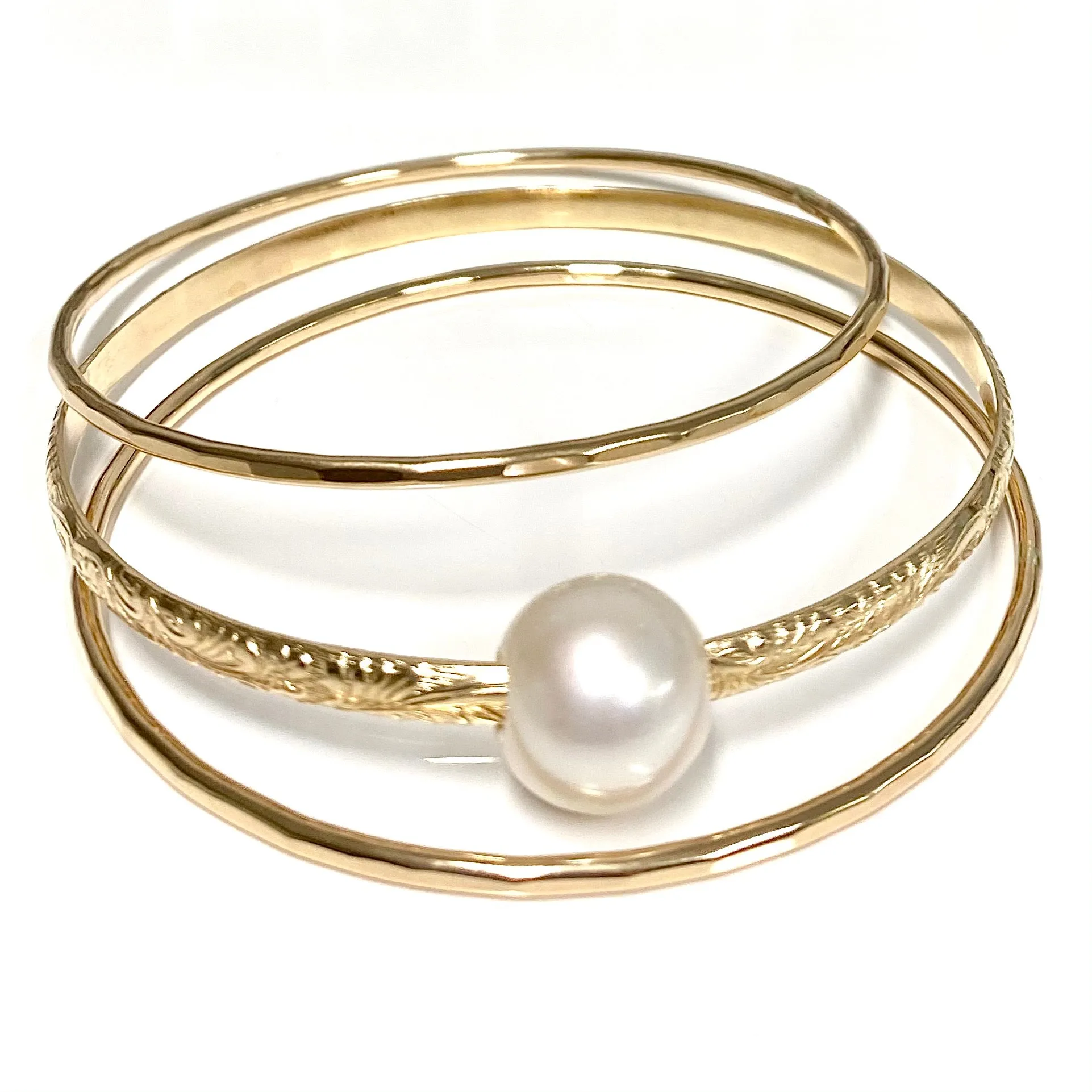 MOANI bangles set - white Edison pearl (B542)