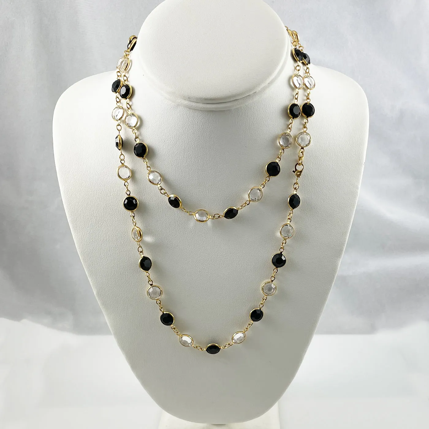 Monet Crystal & Black Beaded Necklace