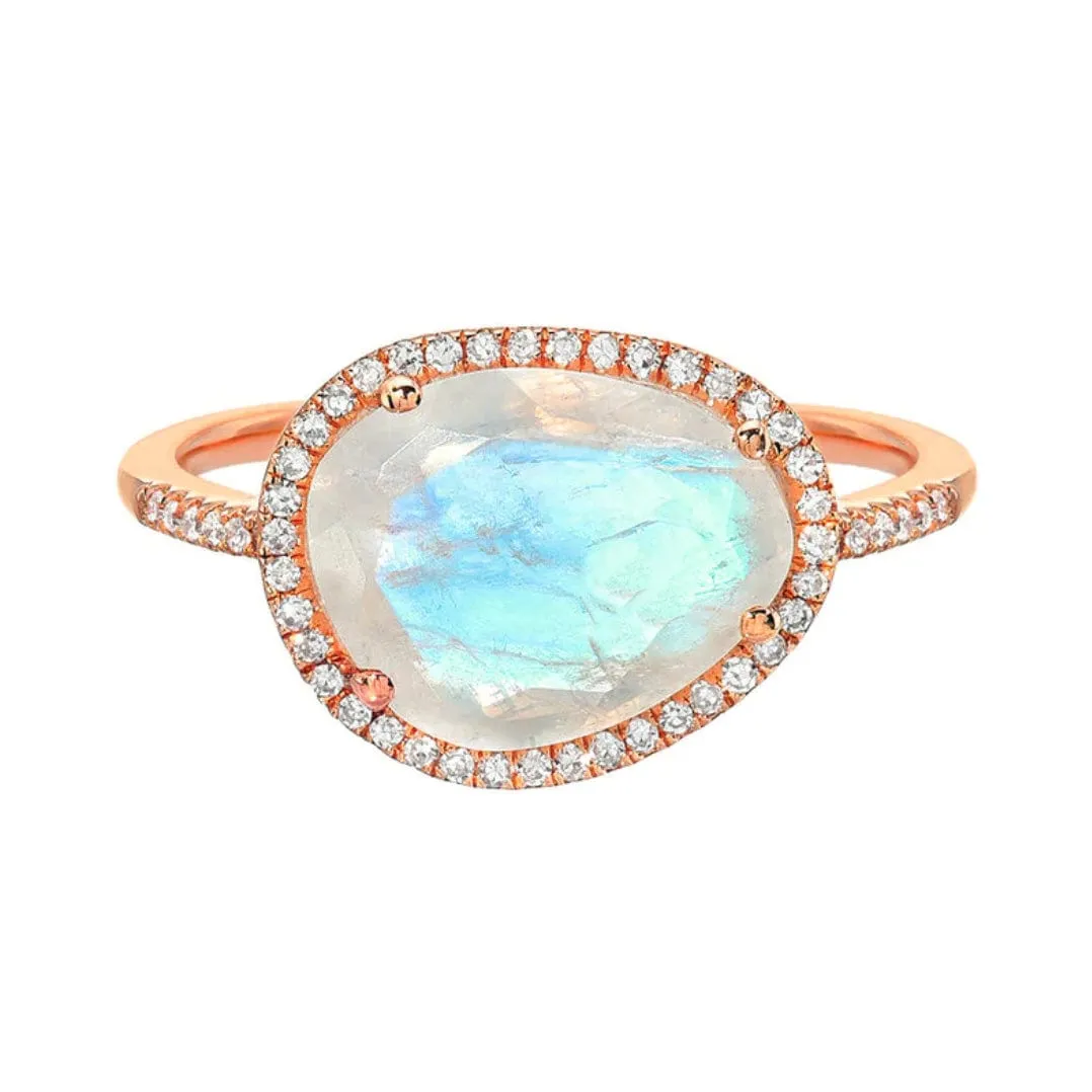 Moonstone and Diamond Ring