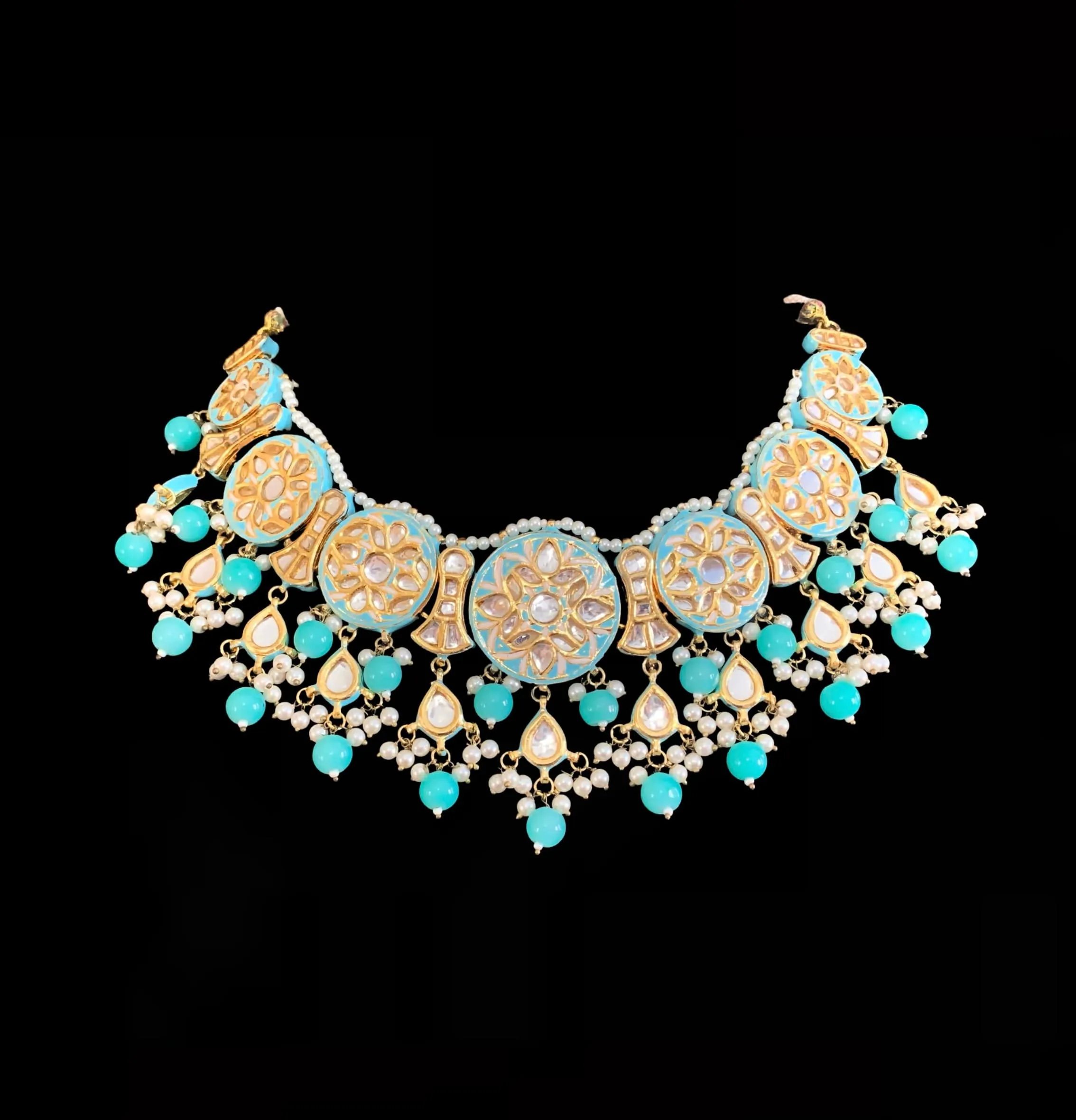 NS179 Feroza necklace set in kundan ( READY TO SHIP )