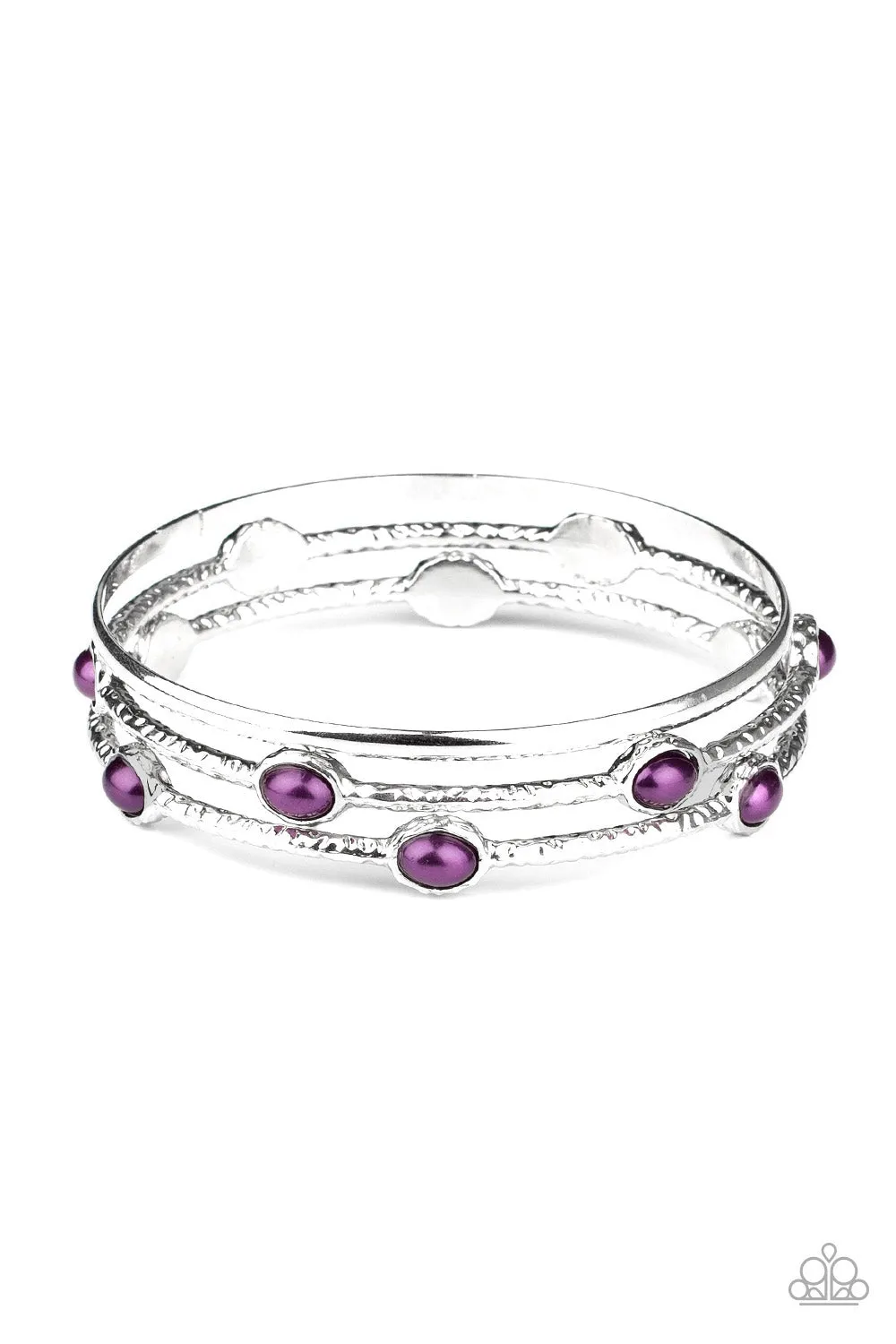 Paparazzi Bracelet ~ Bangle Belle - Purple Pearl Bangle Bracelet