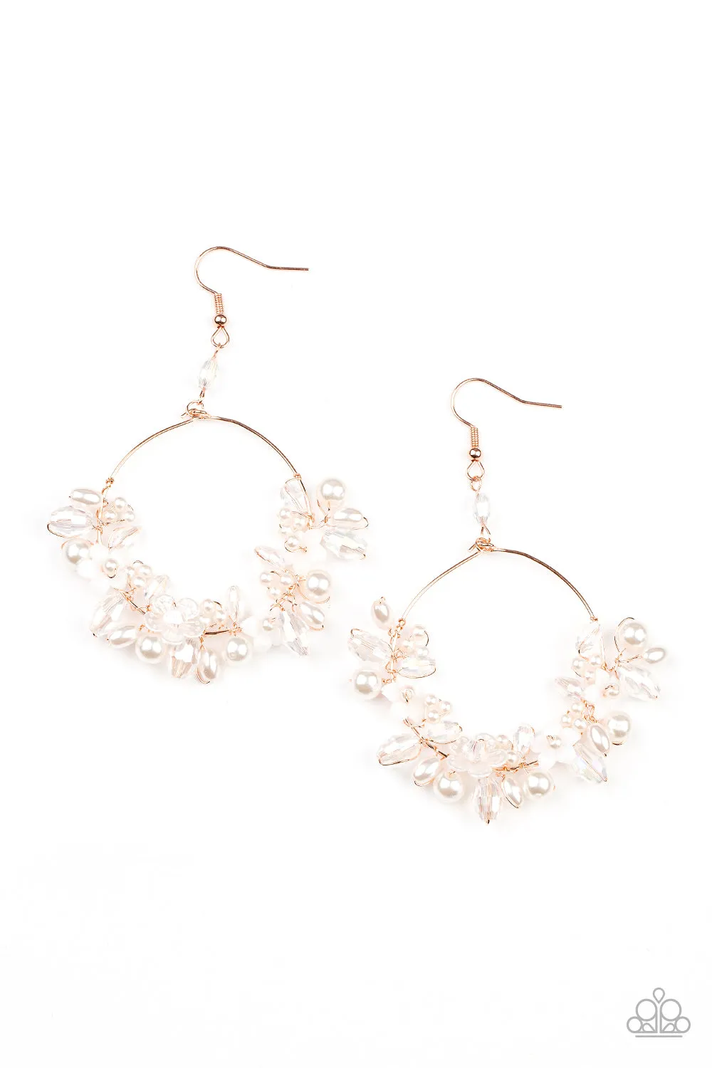 Paparazzi Floating Gardens - Shiny Copper Pearl Floral Earrings