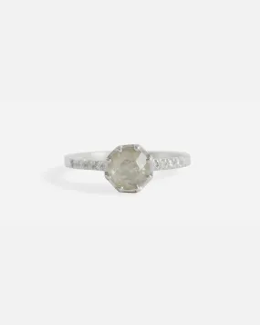 Pave 8 Octagon / Yellowish Diamond   Platinum