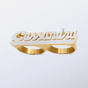 Personalized Two Finger Name Ring  Cassandra - Unisex