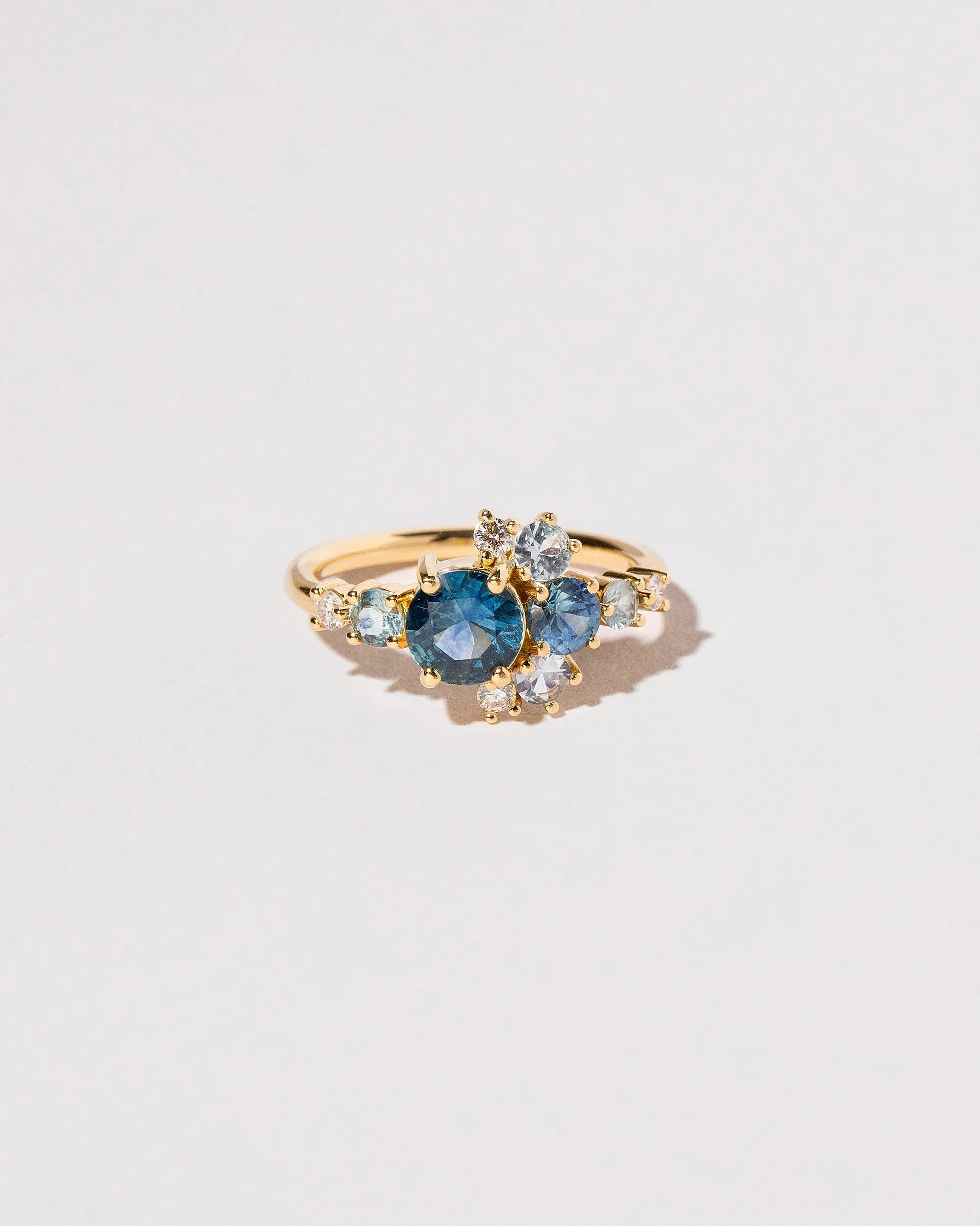 Petite Crescent Ring - Montana Sapphire & White Diamond