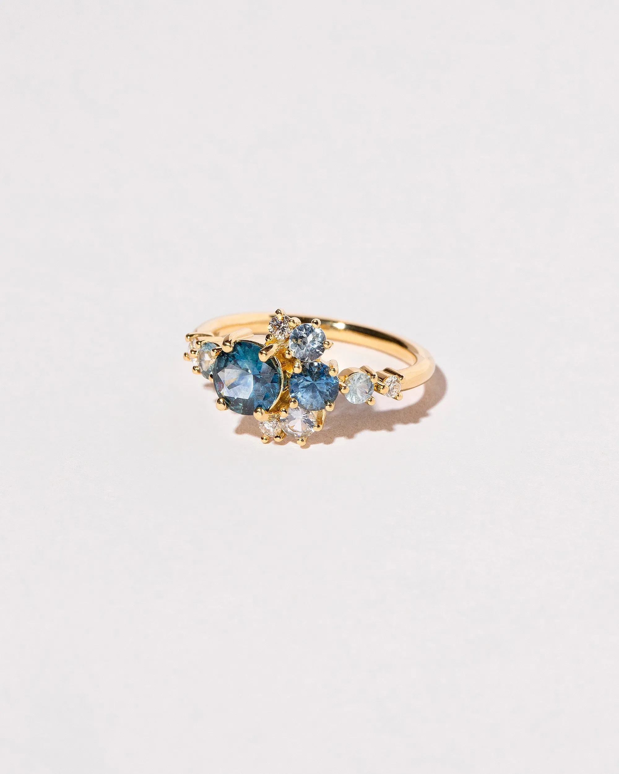 Petite Crescent Ring - Montana Sapphire & White Diamond