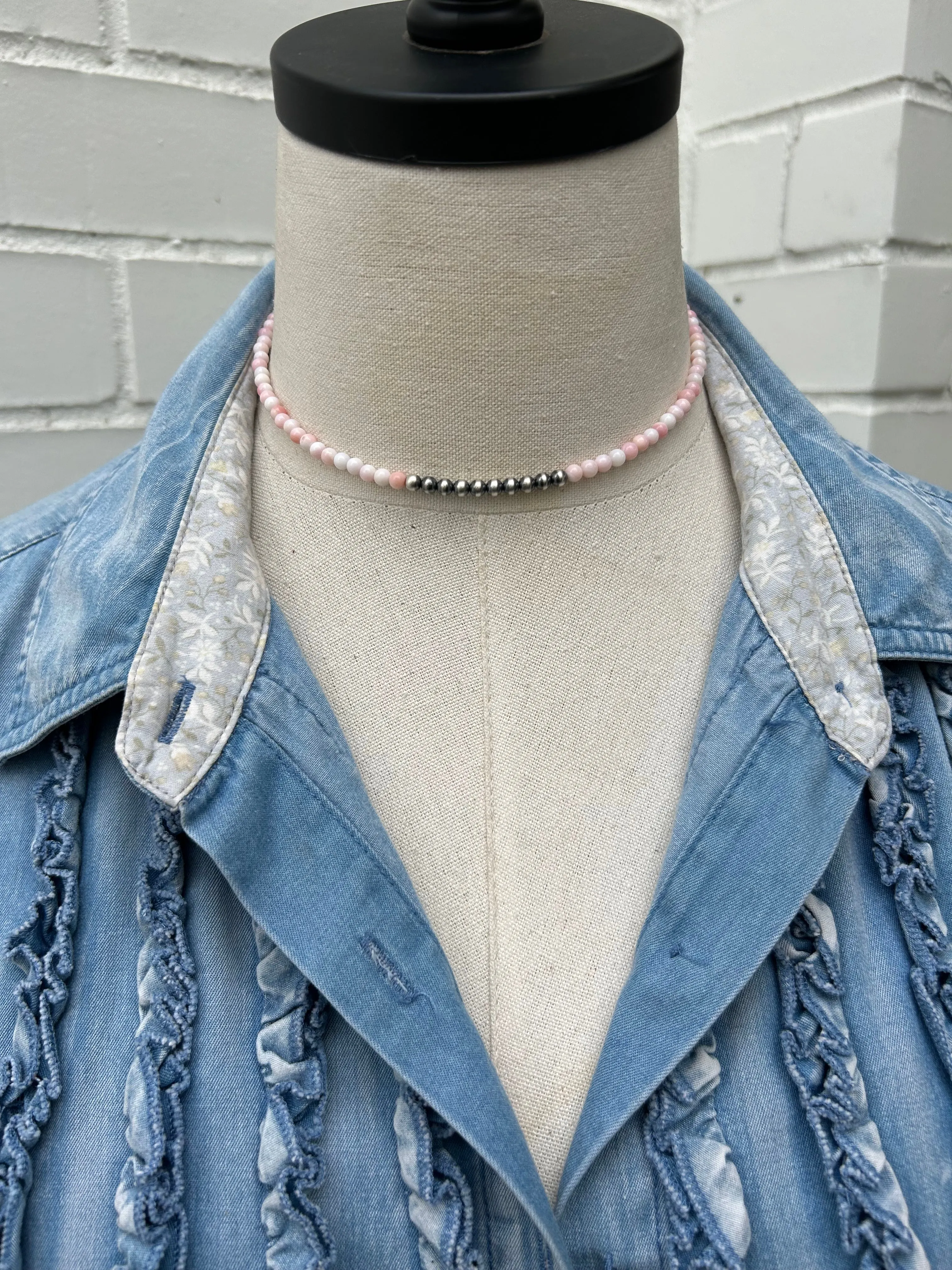 "Cotton Candy" Memory Wire Pearl Choker