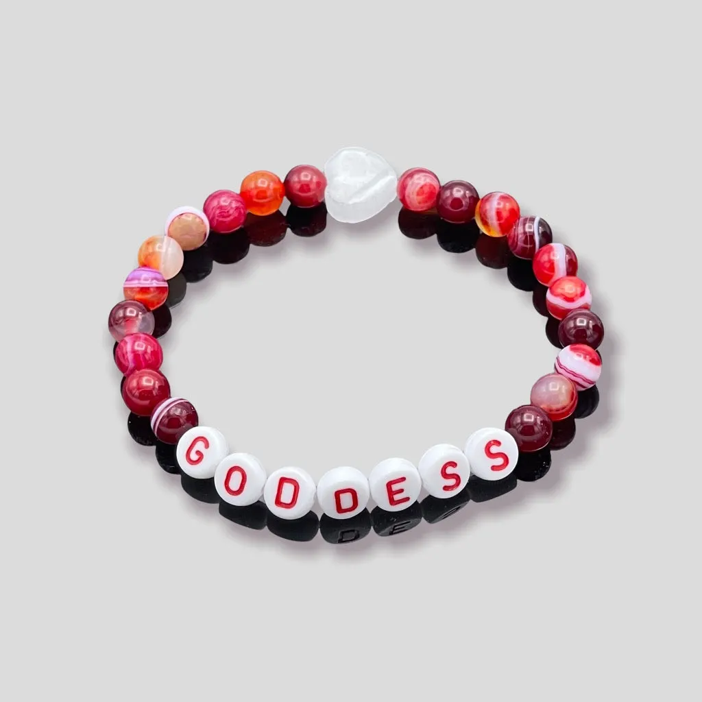 Red Banded Agate and Quartz Bracelet