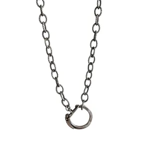 reimagined V I N T A G E // twisted links / sterling silver cable link necklace with charm holder clasp / 18.25, 20g