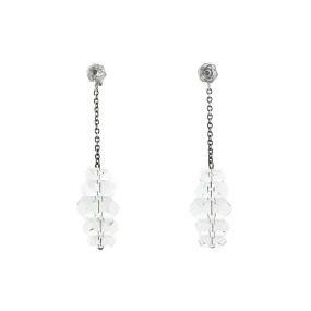 Retro Sterling   Rock Quartz Crystal Rondelle Dangle Earrings