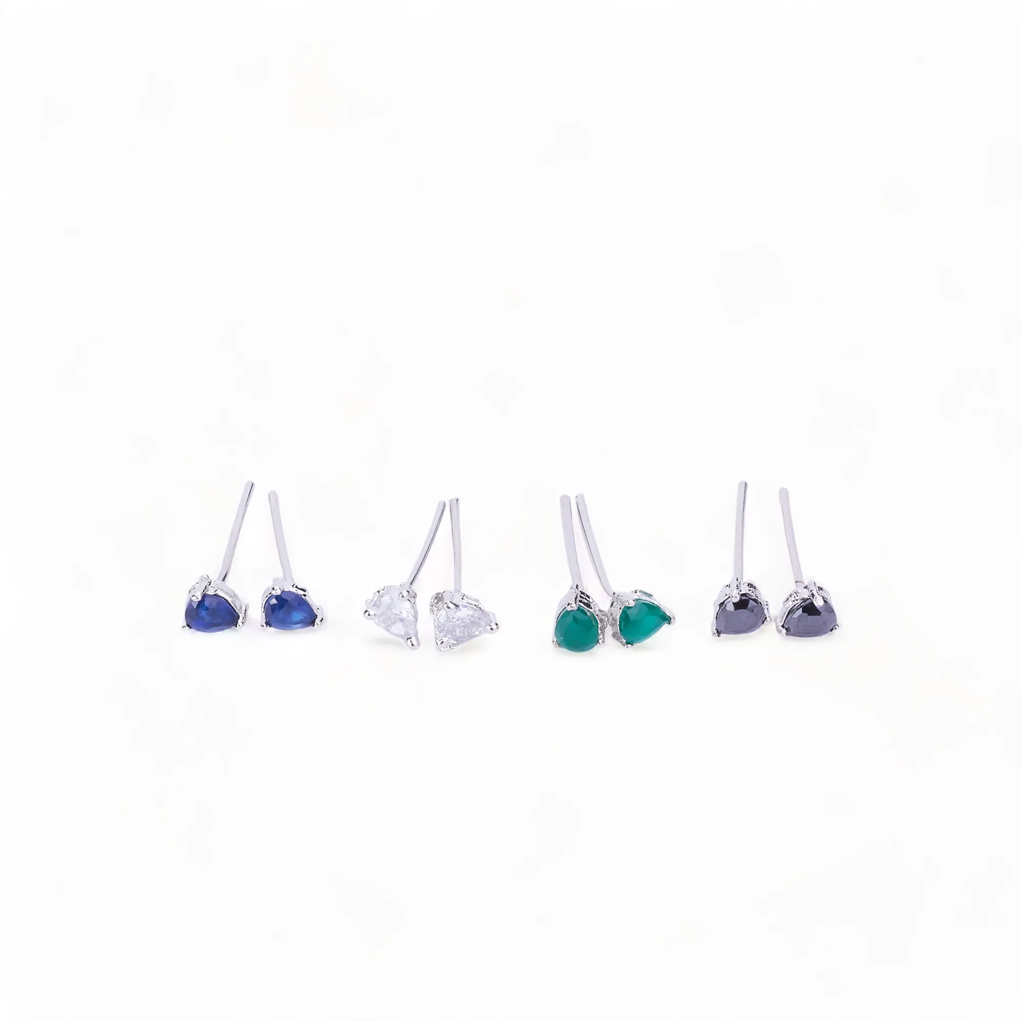 Rhodium Plated 5 Color Changeable Earrings