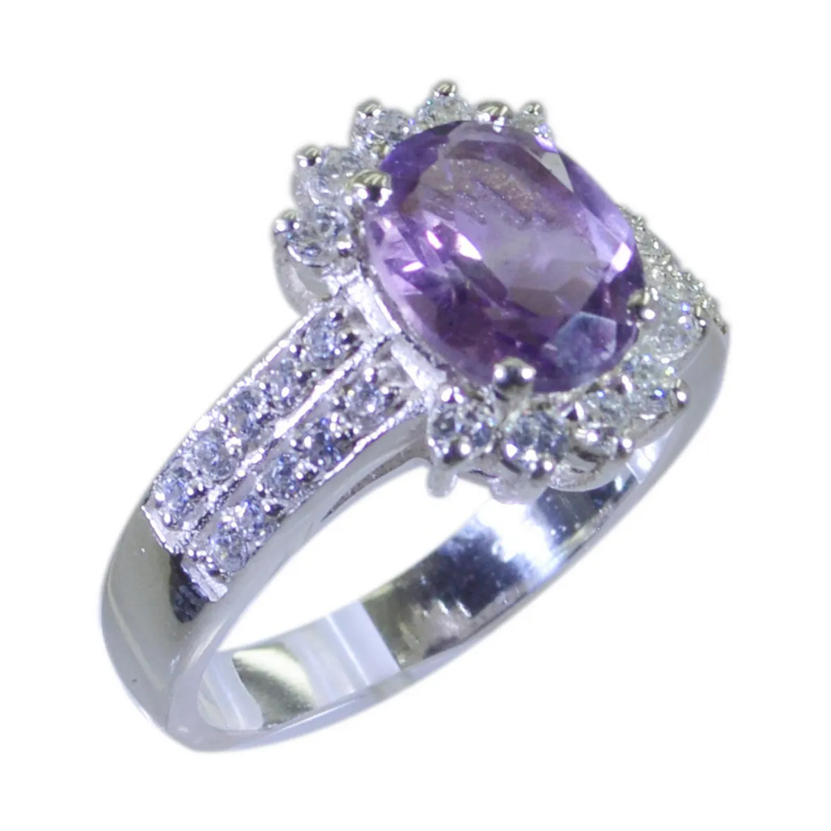 Riyo Dainty Gemstone Amethyst 925 Sterling Silver Ring Fish Jewelry