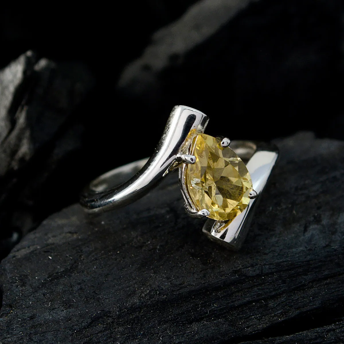 Riyo Excellent Gemstones Citrine Sterling Silver Ring Wedding