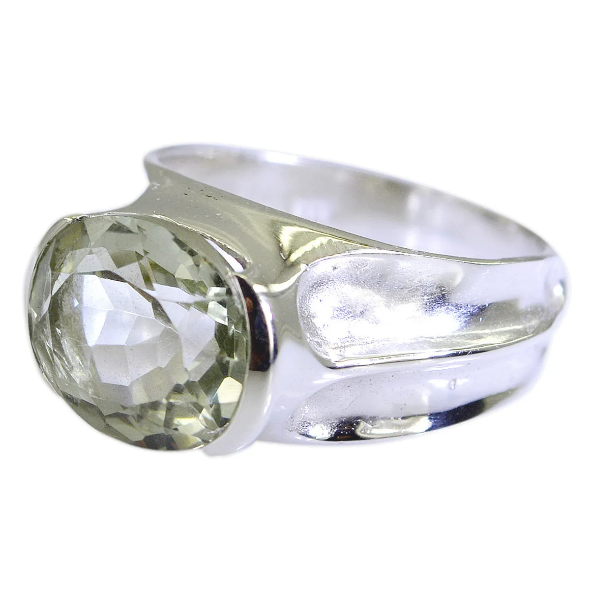 Riyo Fascinating Stone Green Amethyst Sterling Silver Ring Great