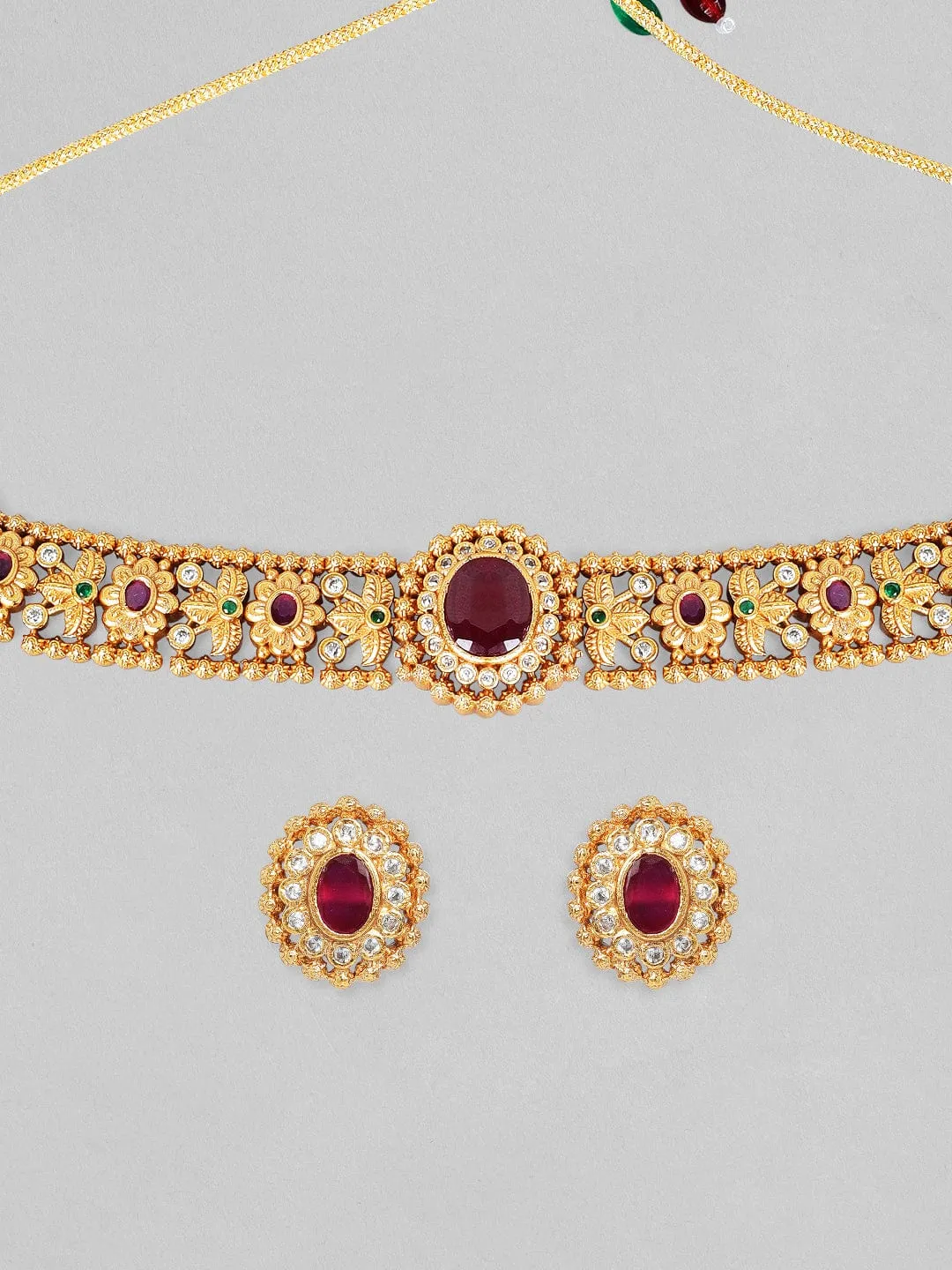 Rubans 24K Gold Plated Handcrafted Intricate Choker Set