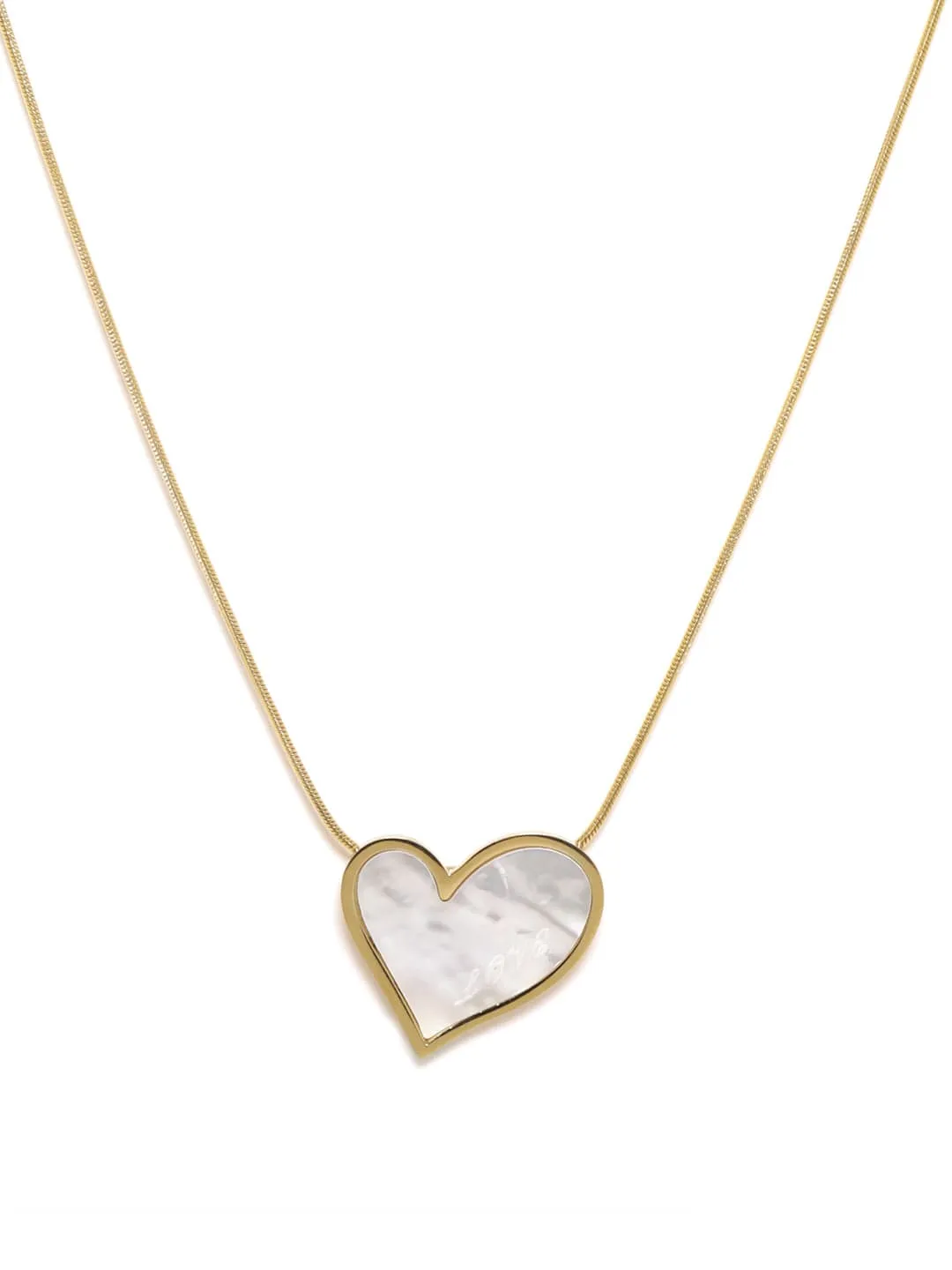 Rubans Voguish 22K Gold plated Stainless Steel Pearl Heart Pendant Tarnish Free  necklace