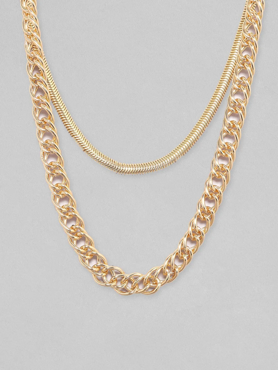 Rubans Voguish Gold-Plated Cuban Chain Double Layered Chain