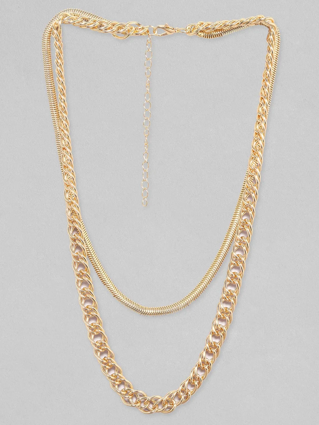 Rubans Voguish Gold-Plated Cuban Chain Double Layered Chain