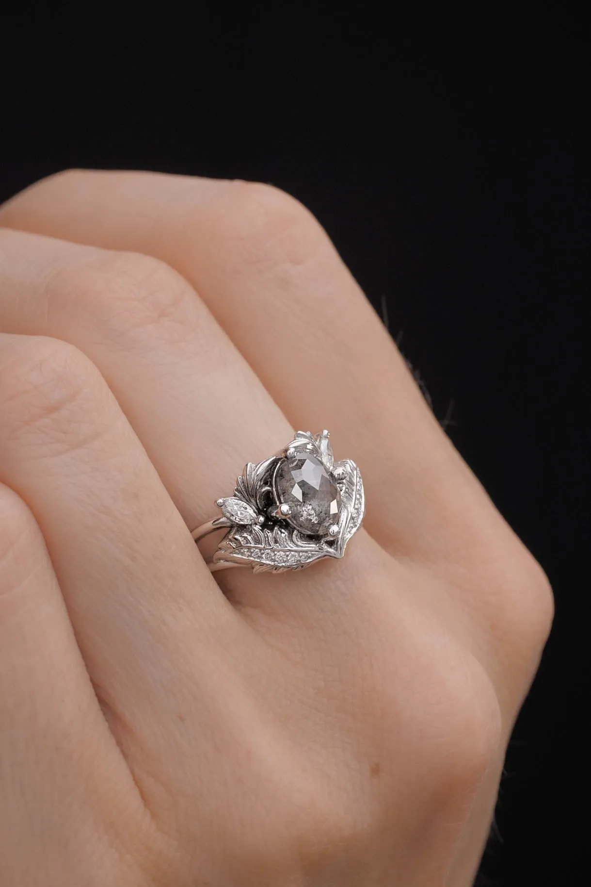 Salt & pepper diamond engagement ring / Adonis