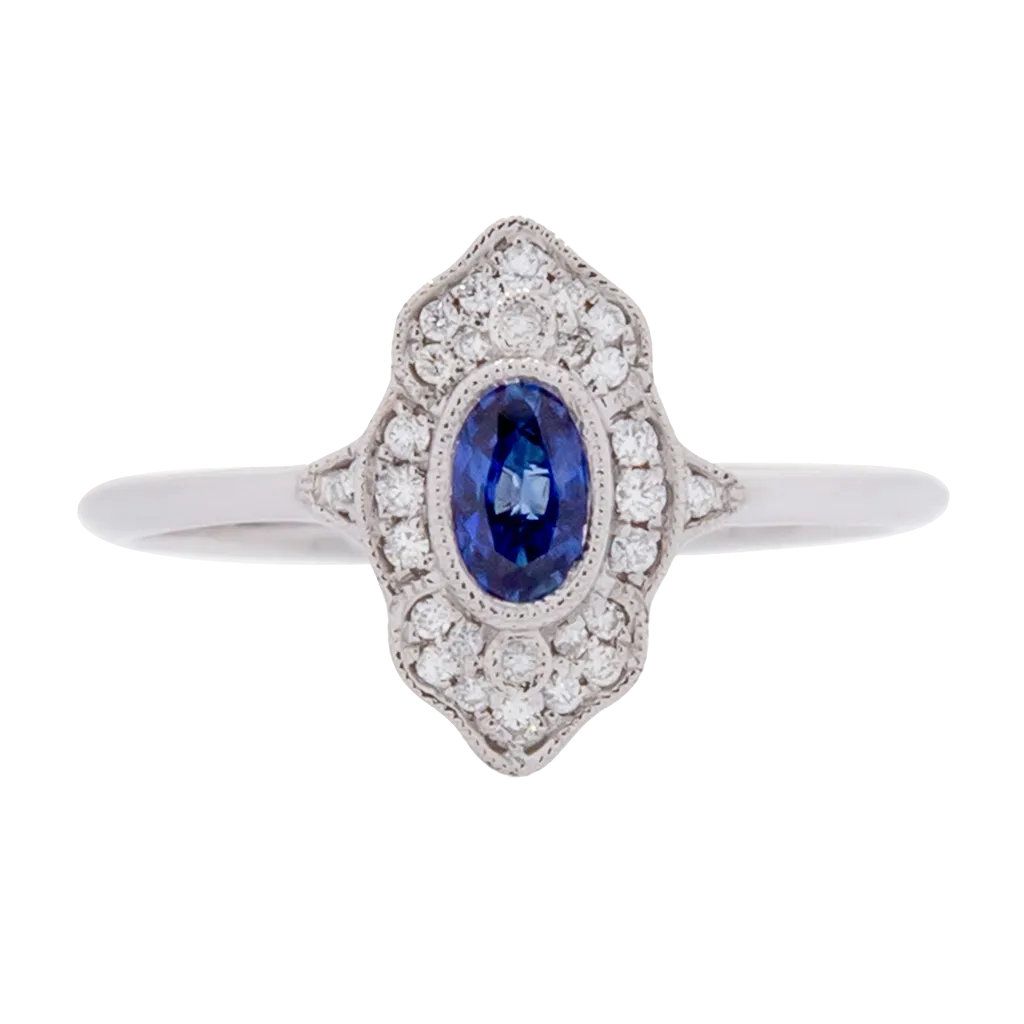 Sapphire Art Deco Inspired Ring