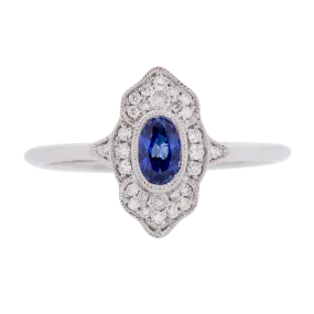 Sapphire Art Deco Inspired Ring