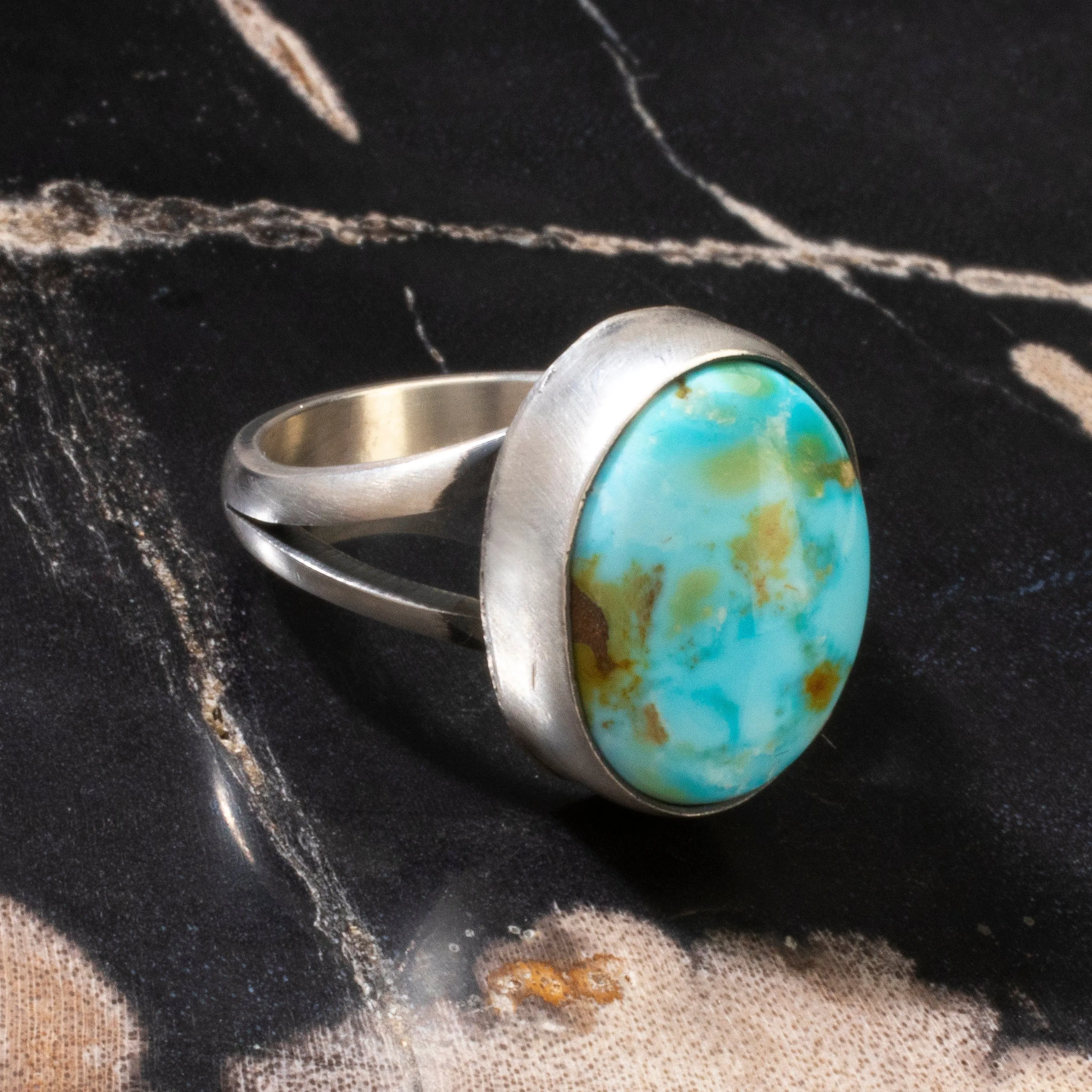 Scott Skeets Sonoran Gold Turquoise USA Native American Made 925 Sterling Silver Ring