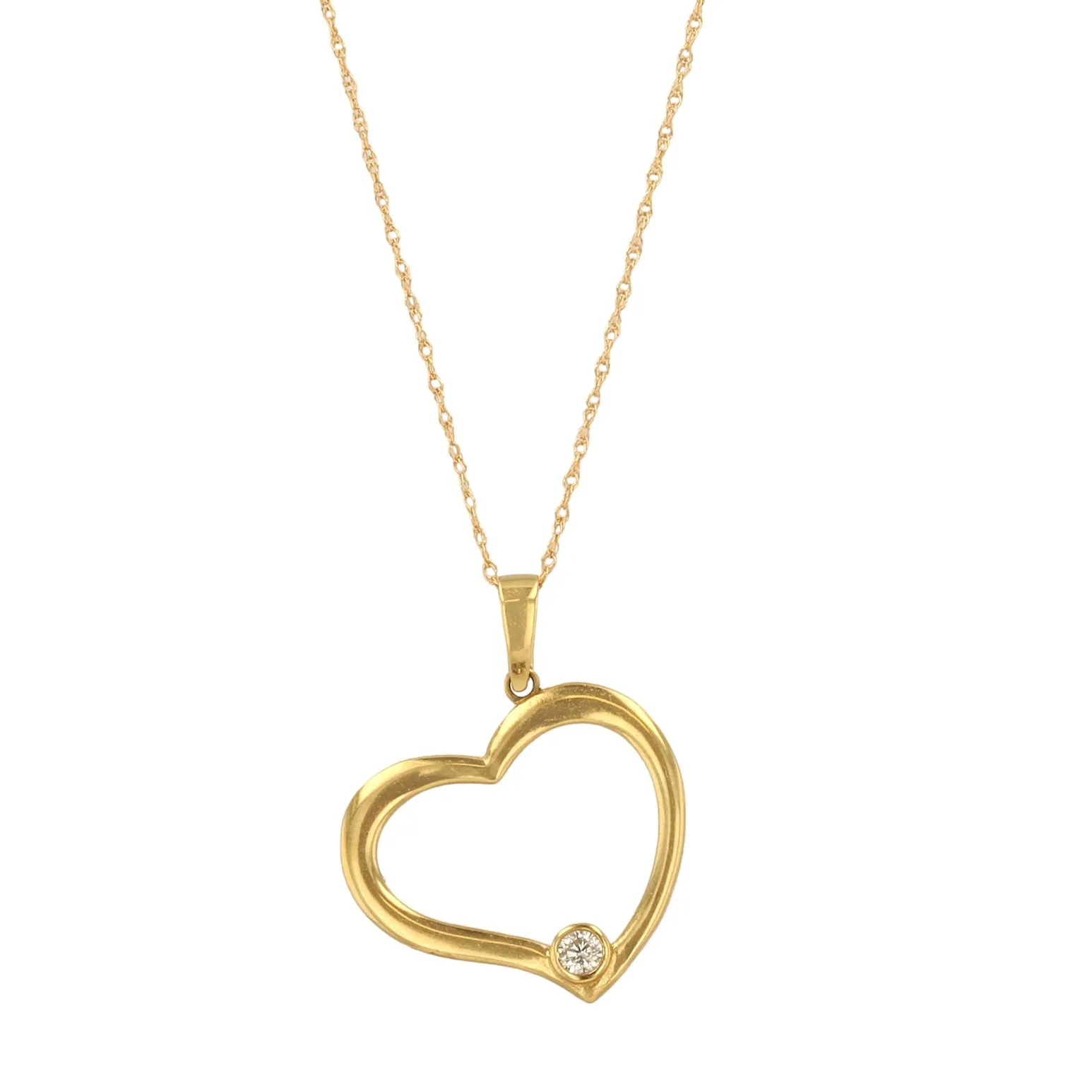 Set yellow gold 14k Singapore chain hearth pendant-52828