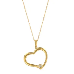 Set yellow gold 14k Singapore chain hearth pendant-52828