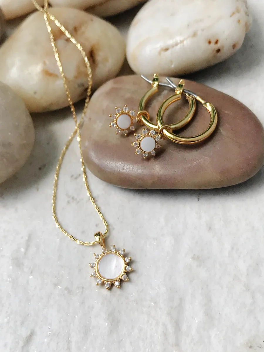 Shell & CZ Sun Necklace