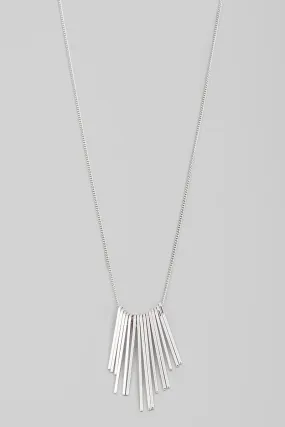 Silver Bar Fringe Charm Necklace