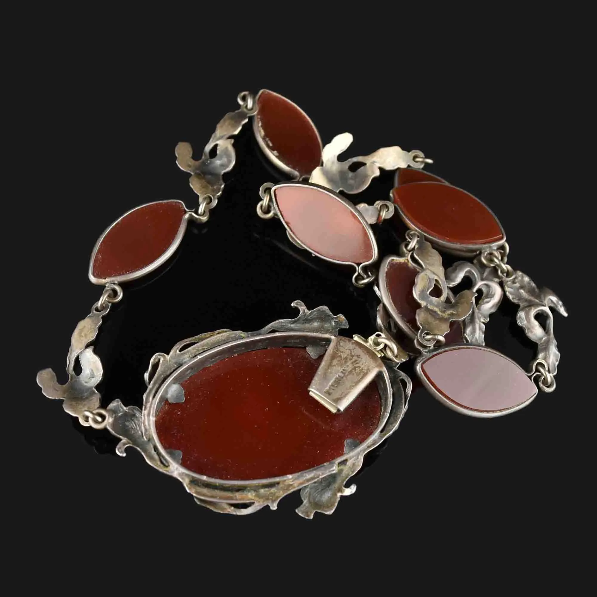 Silver Carnelian Art Deco Choker Necklace