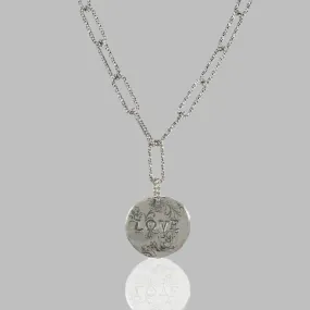 Silver chain with a Love pendant. Necklaces for women.