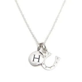 Silver Initial & Horseshoe Charm Necklace