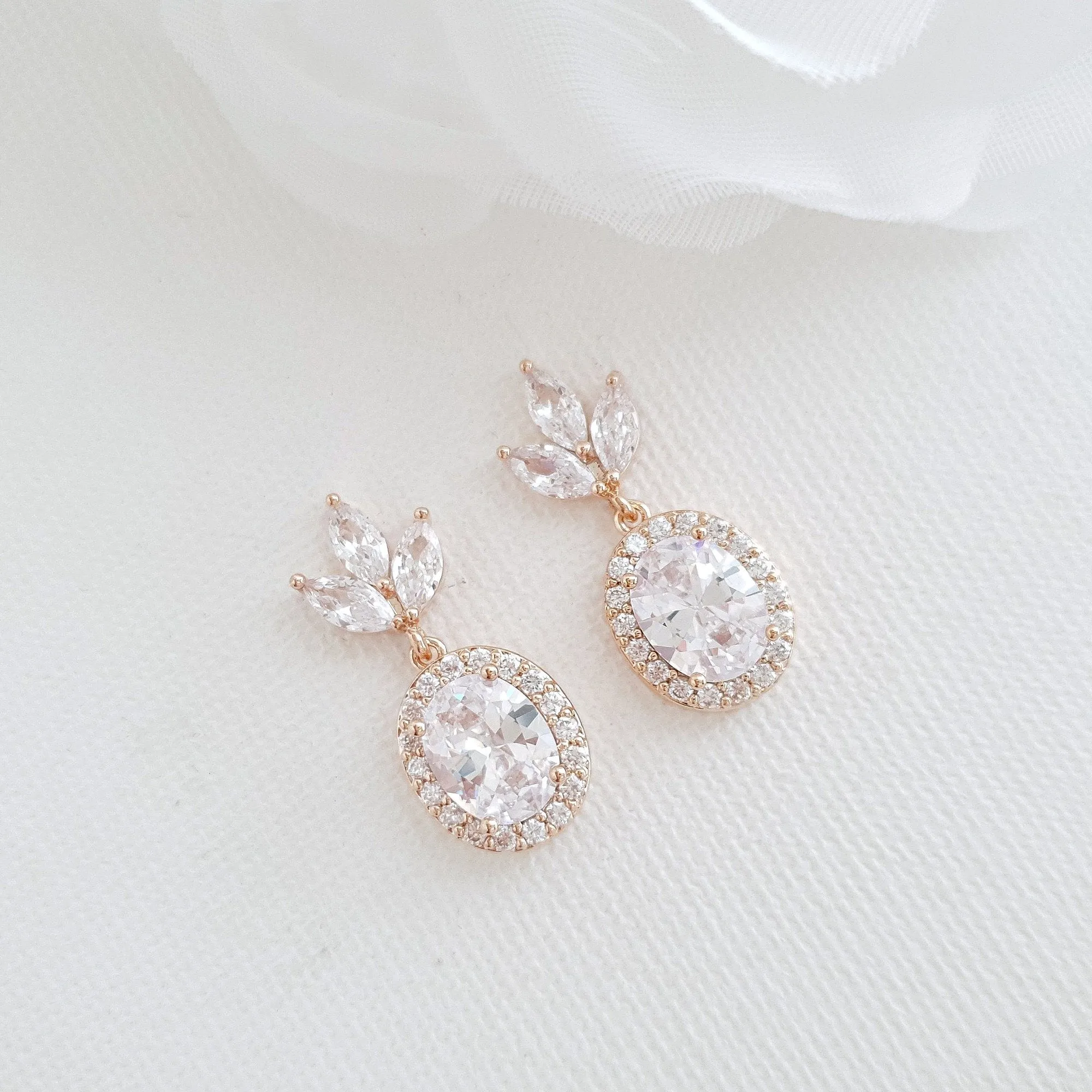 Small Wedding Earrings in Gold- Emily