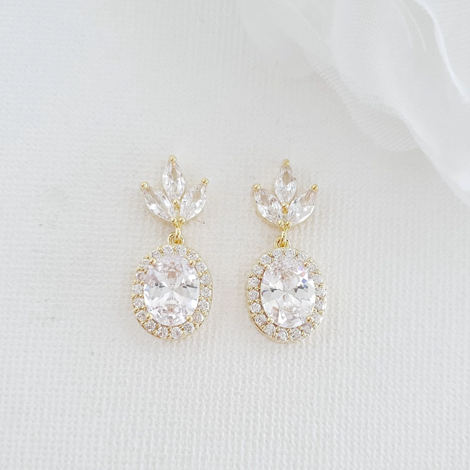 Small Wedding Earrings in Gold- Emily