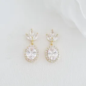 Small Wedding Earrings in Gold- Emily